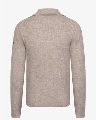Achteraanzicht van de Cavallaro Corsico Melange Half Zip pullover in taupe melange
