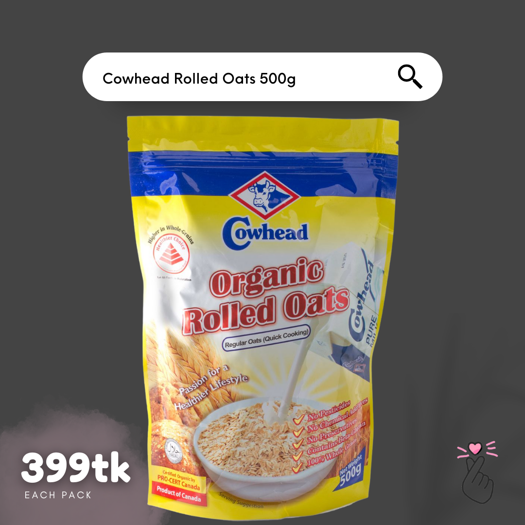 Cowhead Organic Rolled Oats (500g)