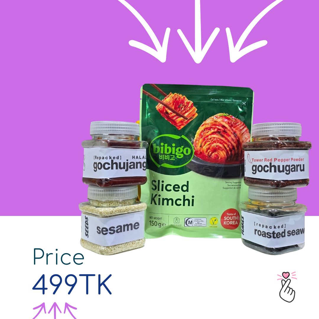 Korean Picnic Set - Kimchi + Gochujang 89g + Gochugaru 49g + Nori 2g + Sesame 75g