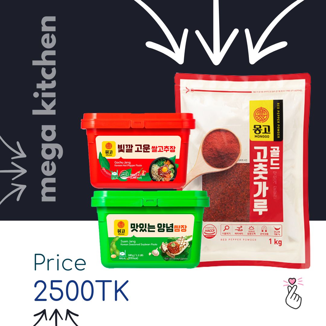 Mongoo Korean Kitchen Offer (1kg Gochugaru + 500g Gochujang + 500g Ssamjang)