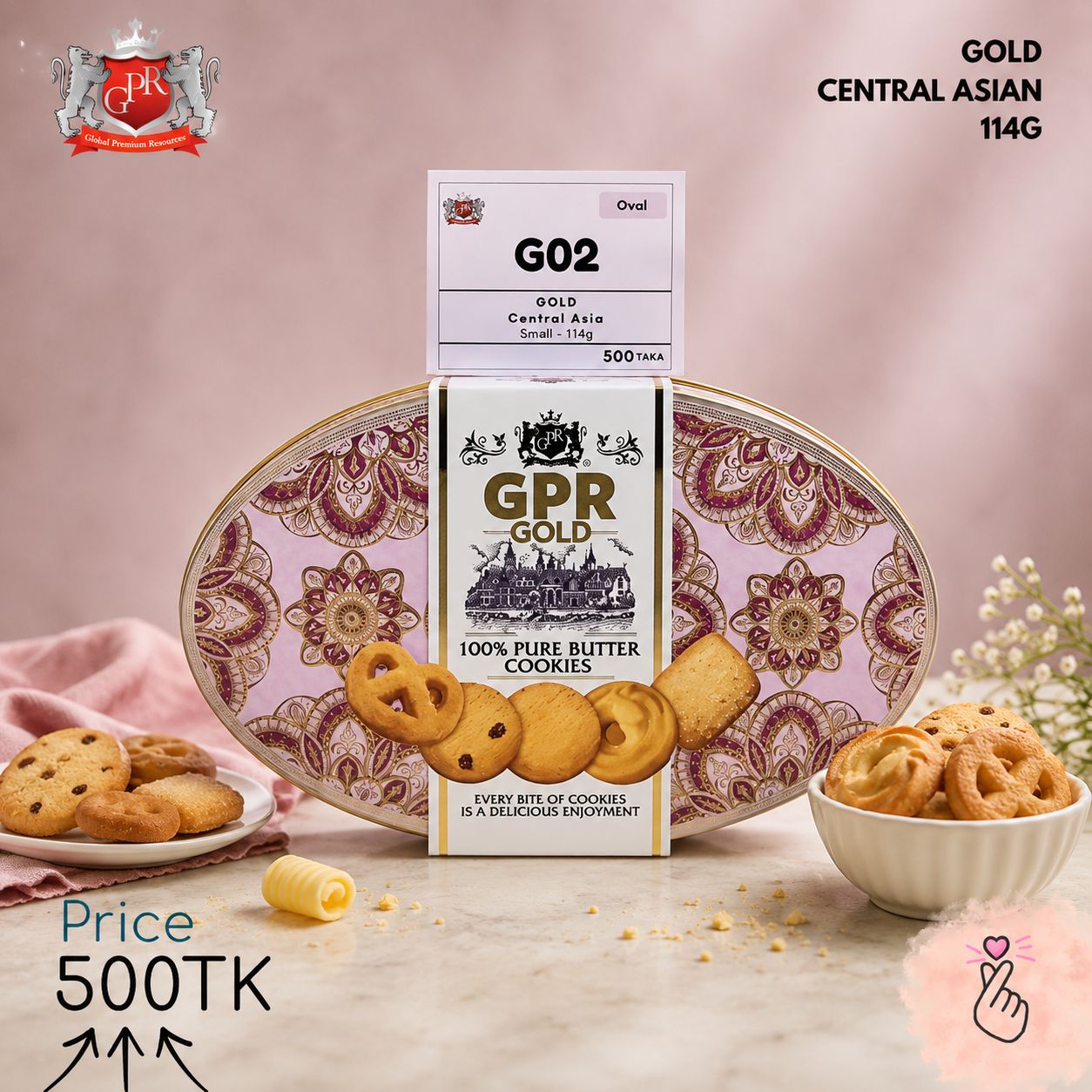 GPR Butter Cookies - GOLD 114g - Central Asian Design
