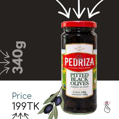 La Pedriza Pitted Black Olives 340g