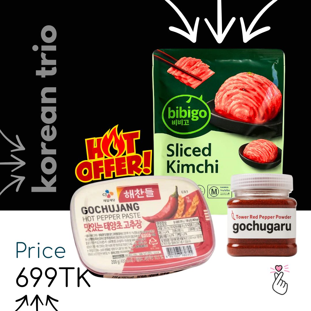 KOREAN PICNIC TRIO (Sliced Kimchi Pack+ Gochujang 200g + Gochugaru 49g)