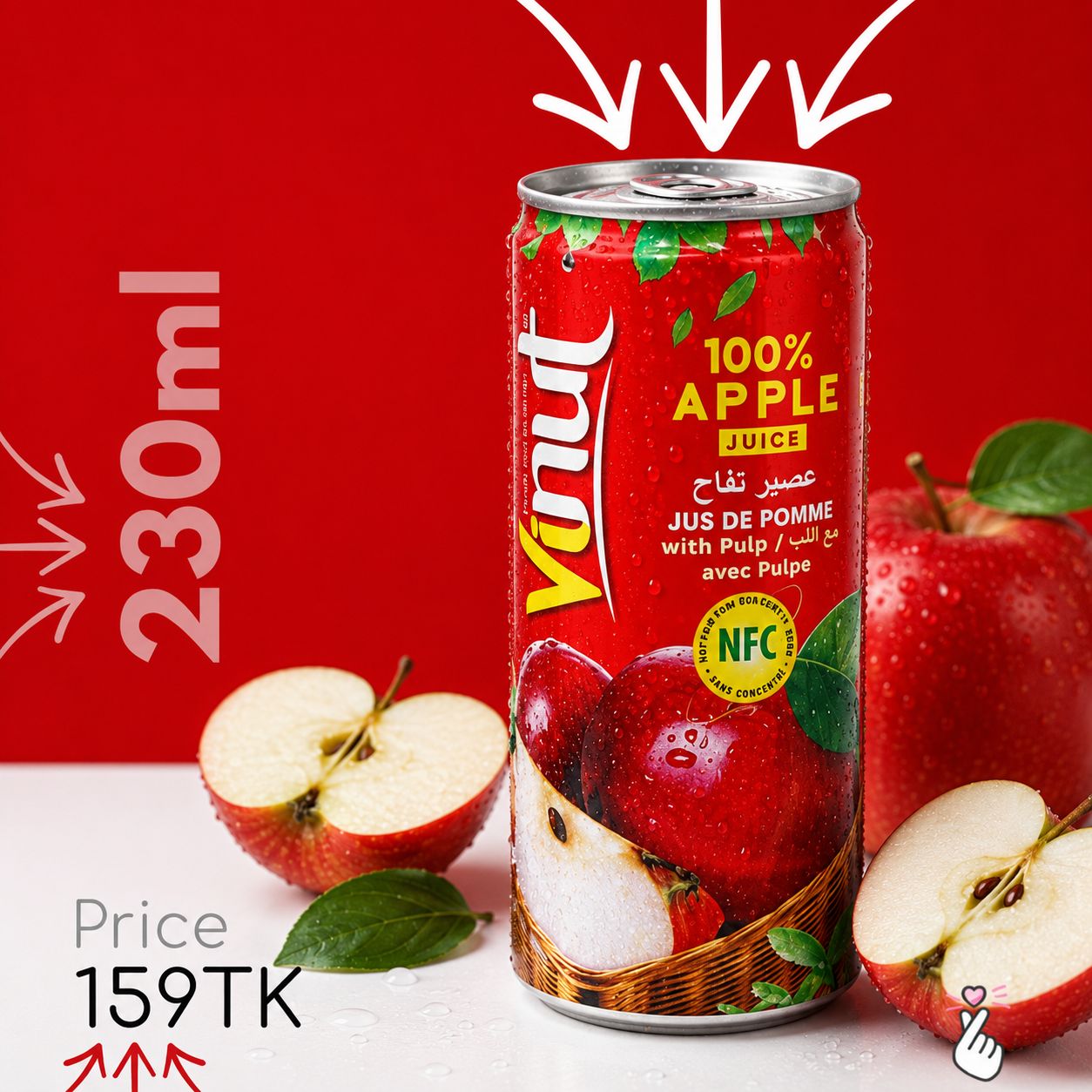 100% Vinut Juice Can 230ml (Vietnam) - Apple