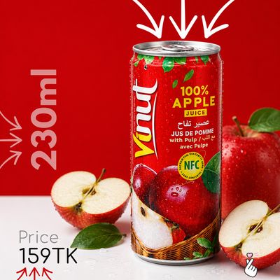 100% Vinut Juice Can 230ml (Vietnam) - Apple