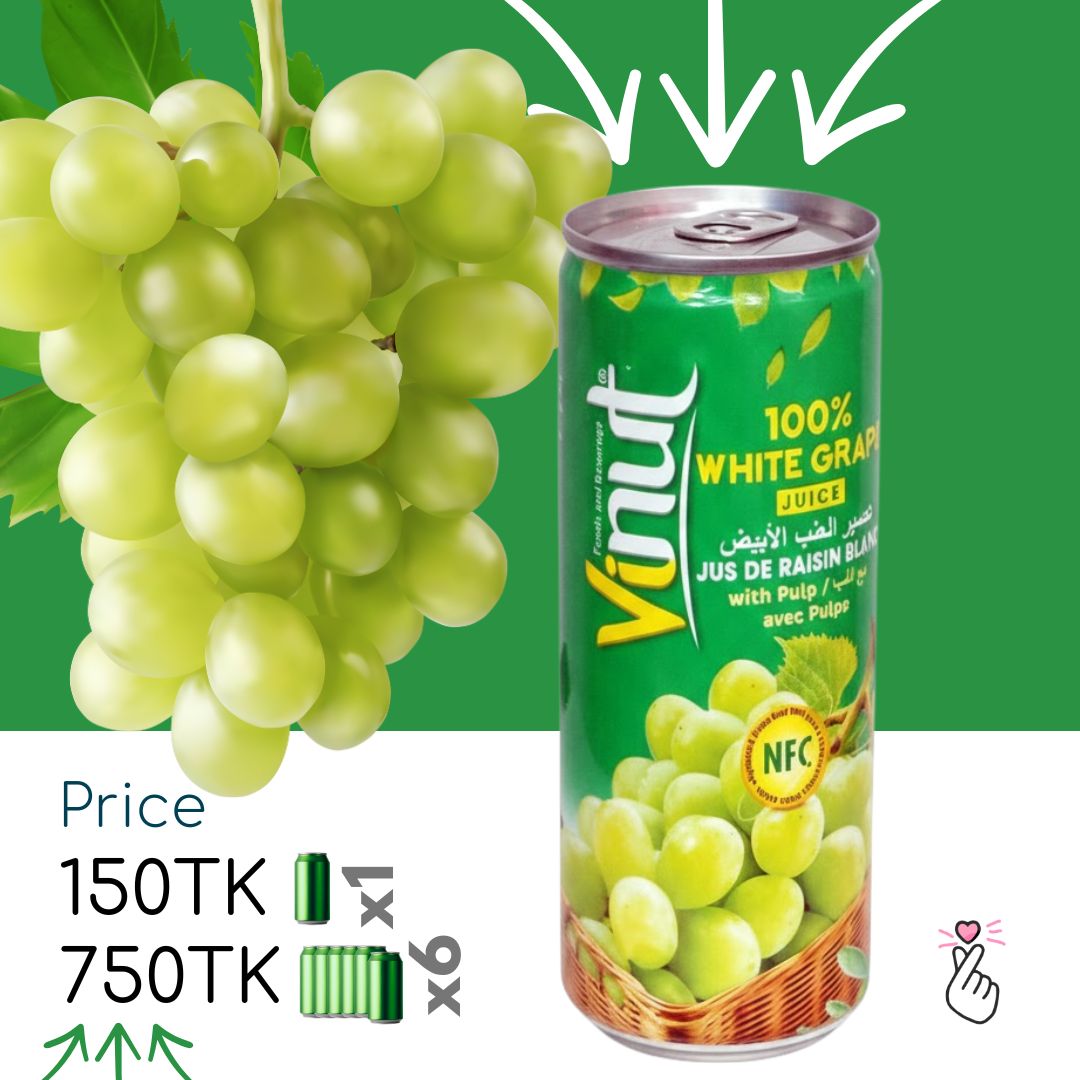 100% Vinut Juice Can 230ml (Vietnam) - White Grapes