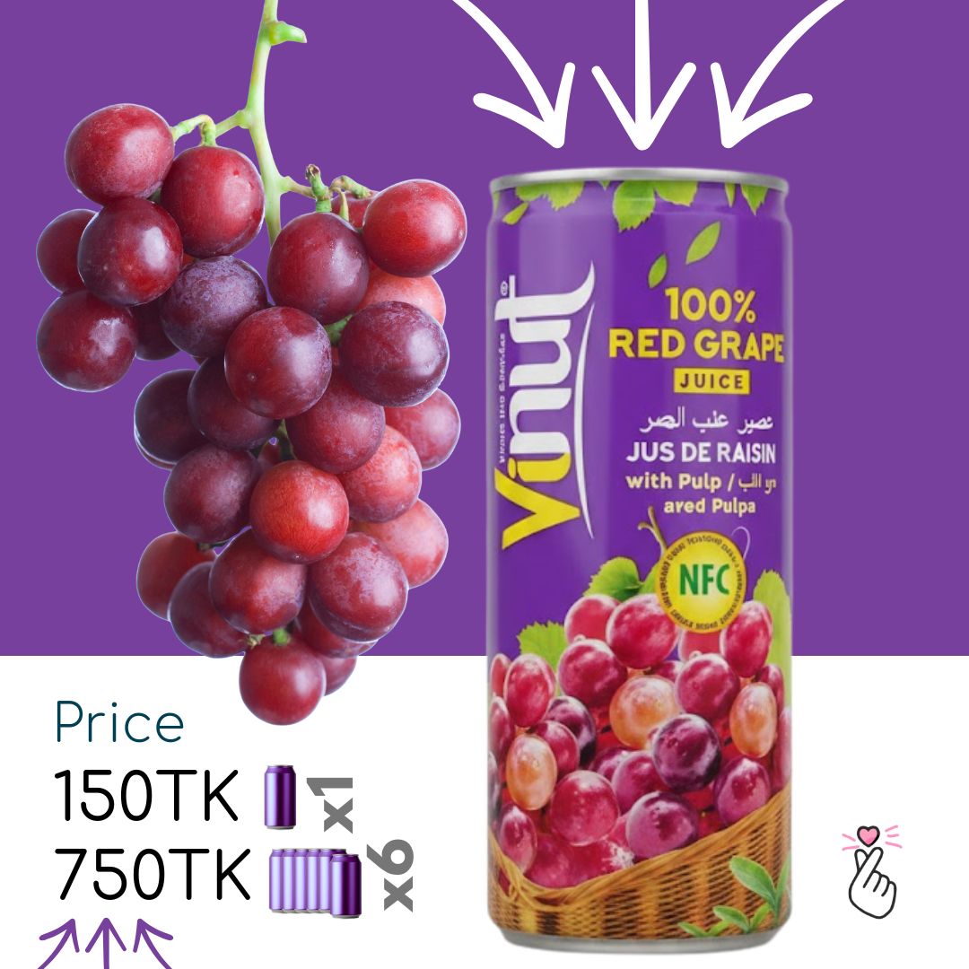 100% Vinut Juice Can 230ml (Vietnam) - Red Grapes