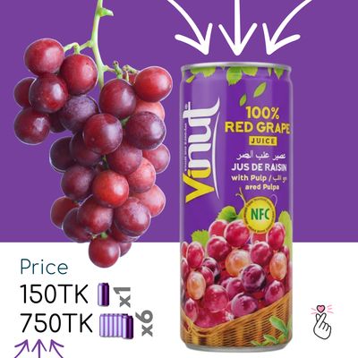 100% Vinut Juice Can 230ml (Vietnam) - Red Grapes