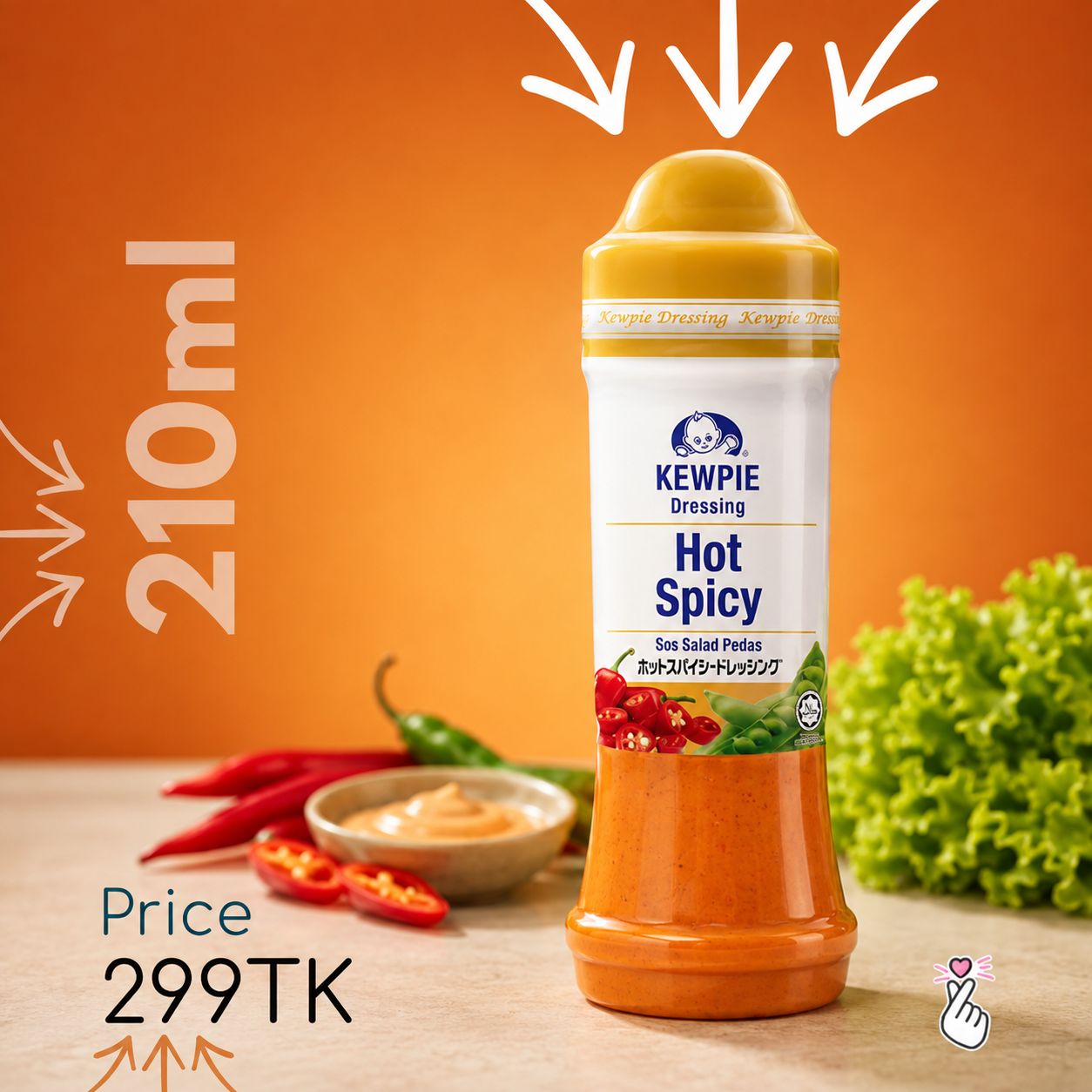Kewpie Salad Dressing 210ml – Hot Spicy (Expiry: 21/11/2026)