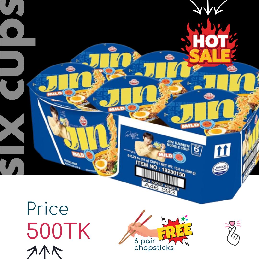 Jin Ramen Cup Six [6 cup set + 6 chopsticks] [Expiry: 23/04/26] - Mild