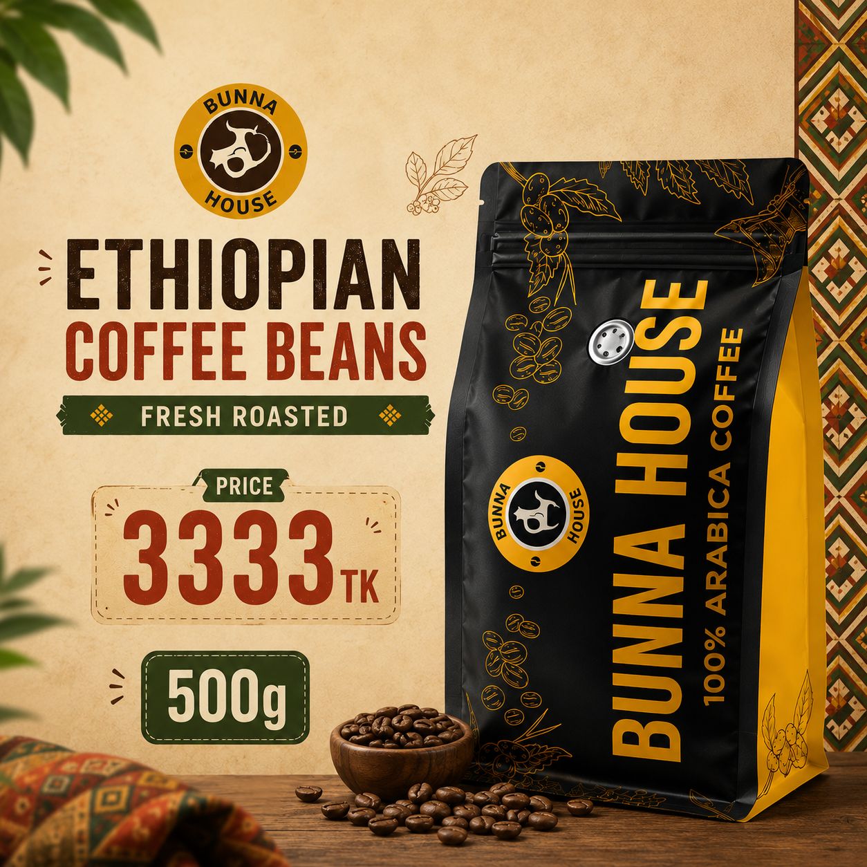 Bunna House Coffee Beans 500g