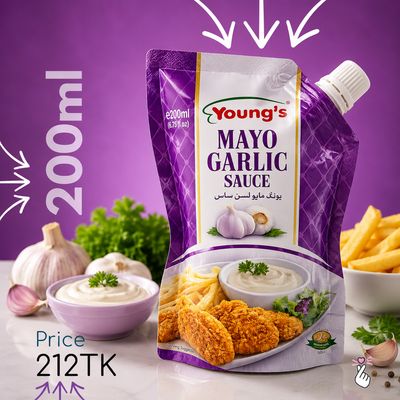 Young's Mayo Garlic Sauce Pouch 200ml