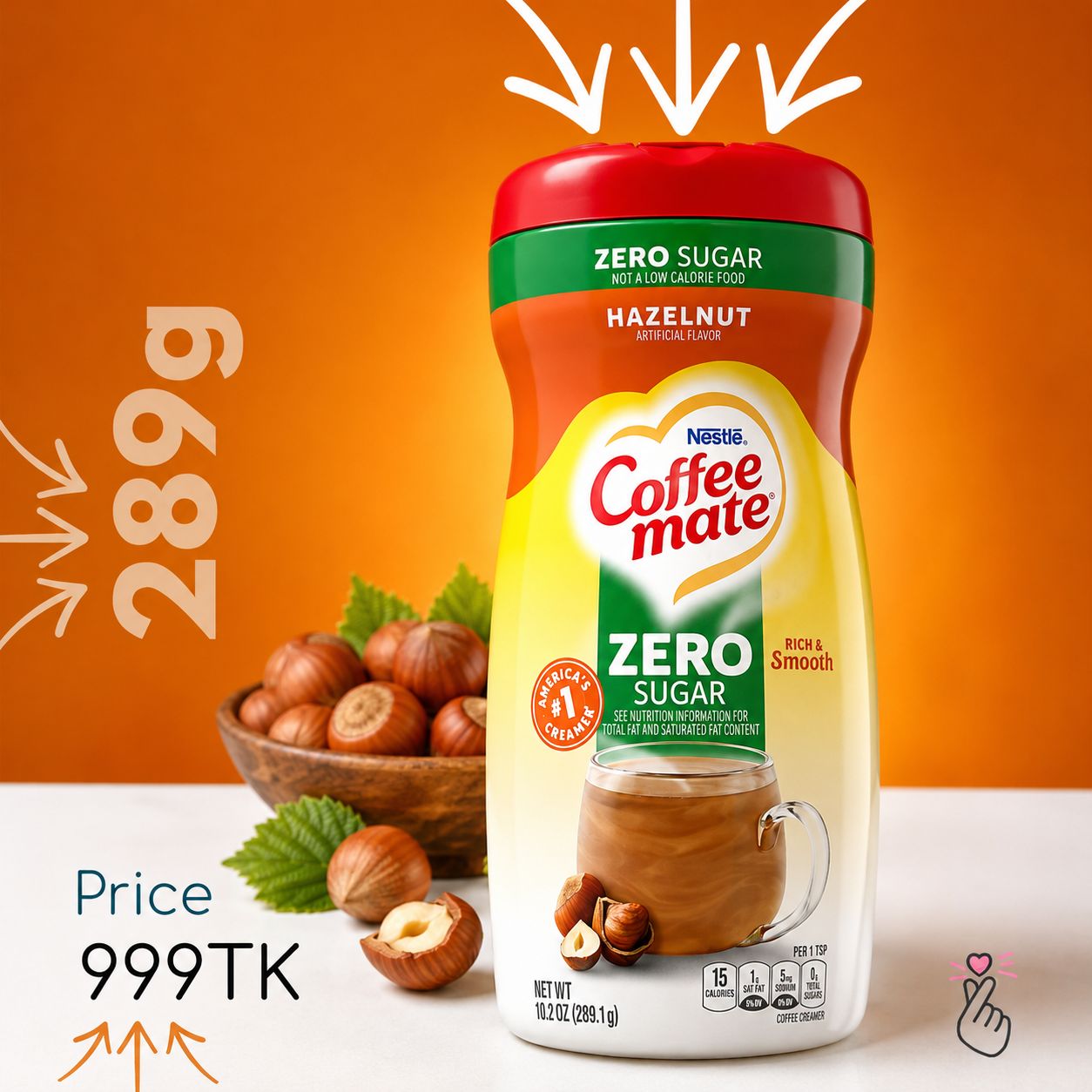 CoffeeMate (USA) - ZeroSugar Hazlenut 289g