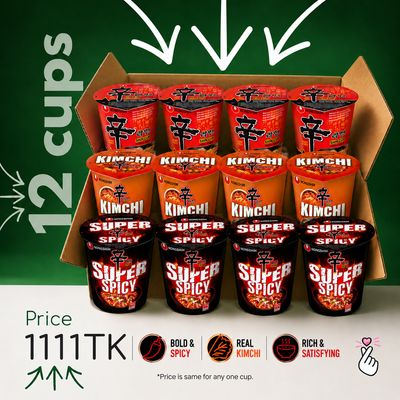 Nongshim Full Carton  - 4 x (SHIN + SHIN KIMCHI + SHIN SUPER SPICY) Cup