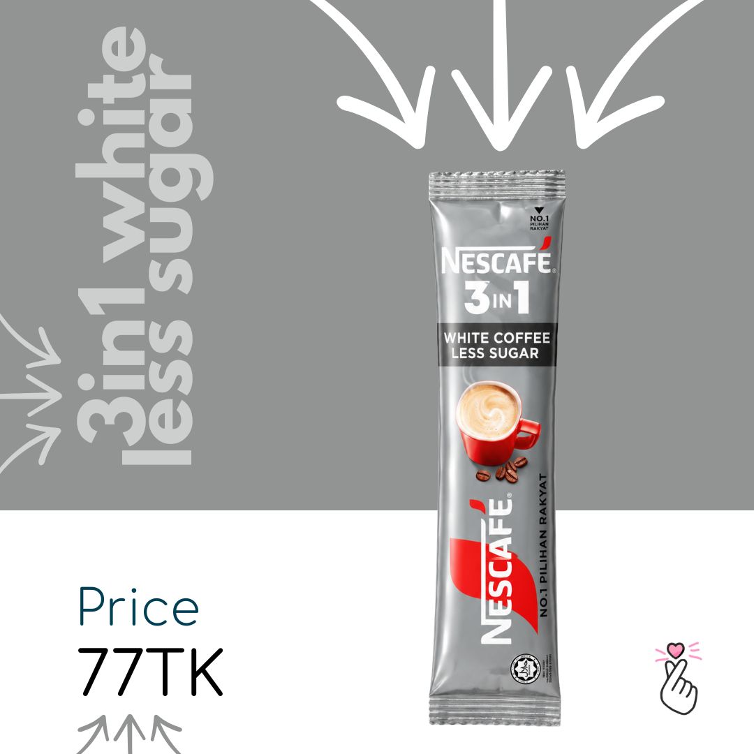 Nescafe Malaysia 3in1 Sachets - White Coffee Less Sugar