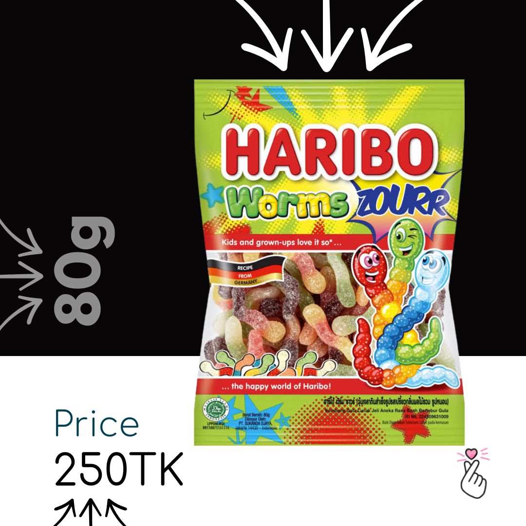Haribo 80g - Worms Zourr