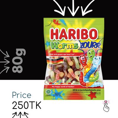 Haribo 80g - Worms Zourr