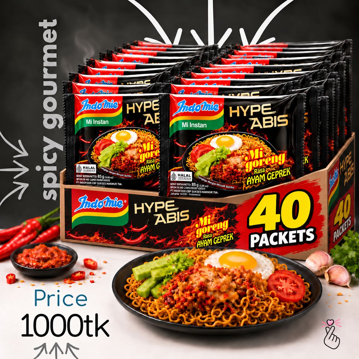[FULL CARTON OFFER] Indomie Spicy Gourmet - 40pcs (Expiry: 02ndNov 26)