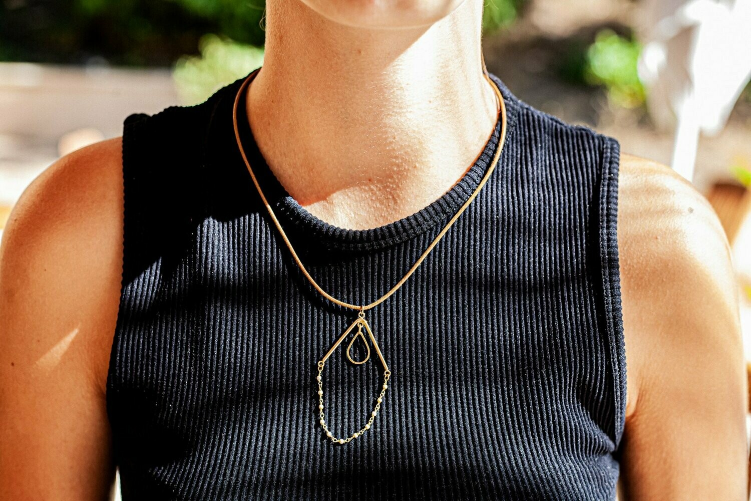 Collier cordon renforcé - camel, ivoire et plaqué or