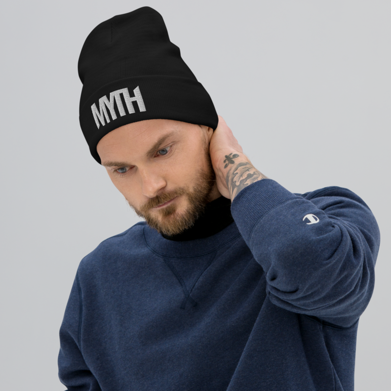 MYTH Black &amp; White Embroidered Beanie