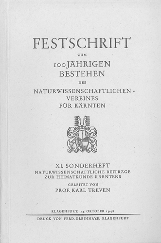 Festschrift zum 100jährigen Bestehen des Naturwissenschaftlichen Vereins für Kärnten