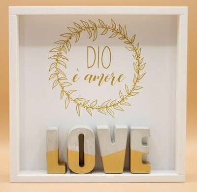 Quadro in legno "LOVE" oro, Dio è amore