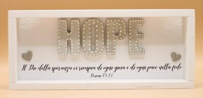 Quadro in legno corto "HOPE" Romani 12:13