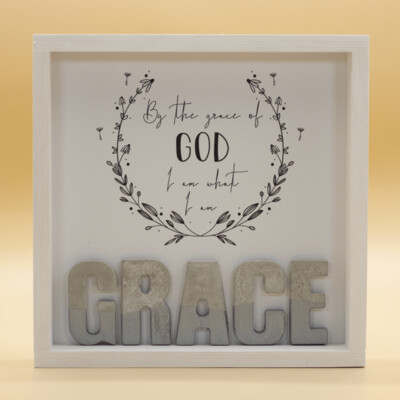 Wandbild aus Holz, "GRACE" mit Silber