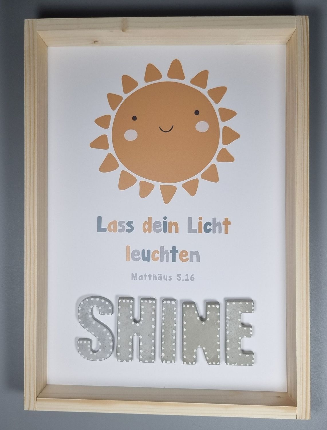 Wandbild aus Holz, Wandbild aus Holz, "SHINE" Sonne
