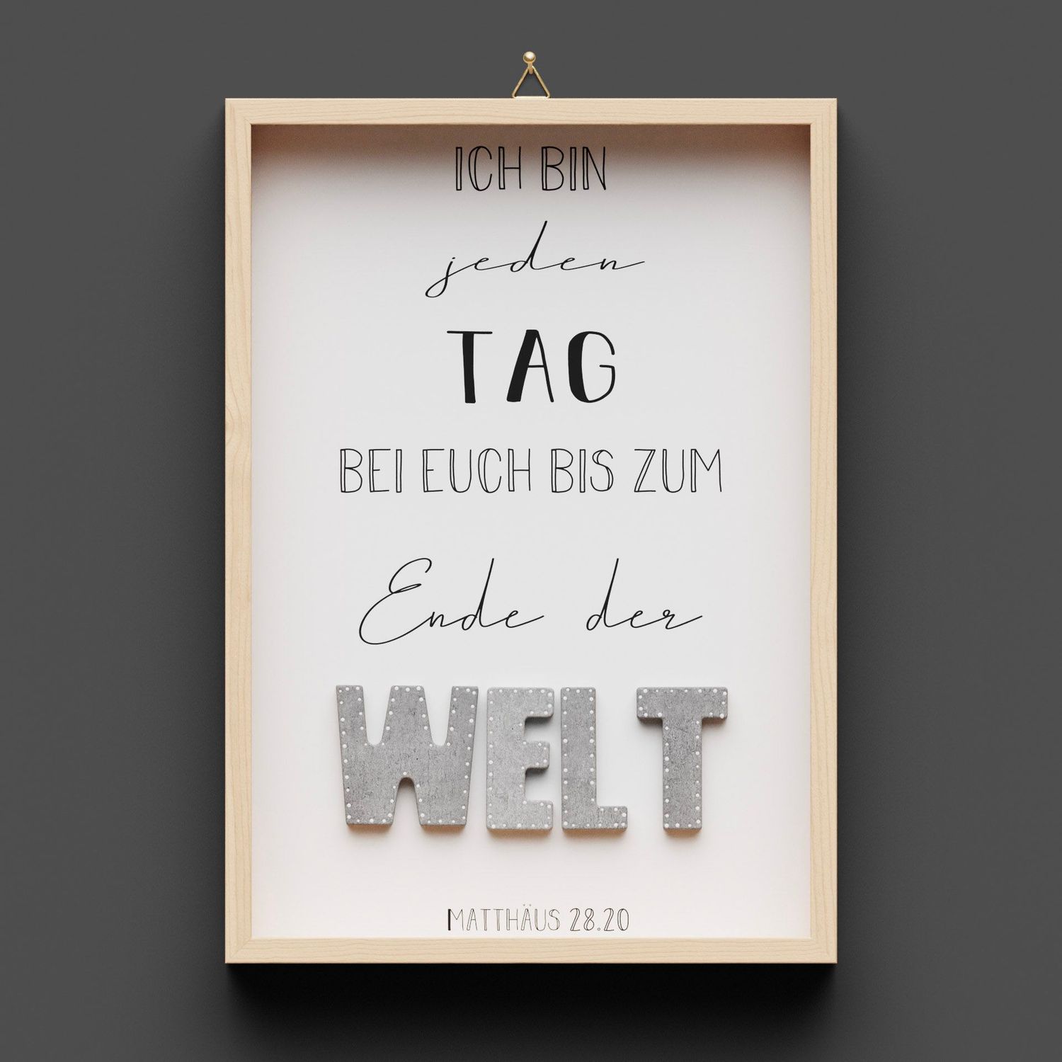 Wandbild aus Holz "WELT" Matthäus 28.20