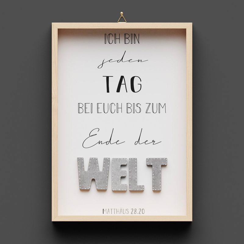 Wandbild aus Holz "WELT" Matthäus 28.20
