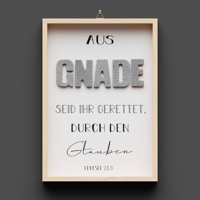 Wandbild aus Holz "GNADE" Epheser 28.9