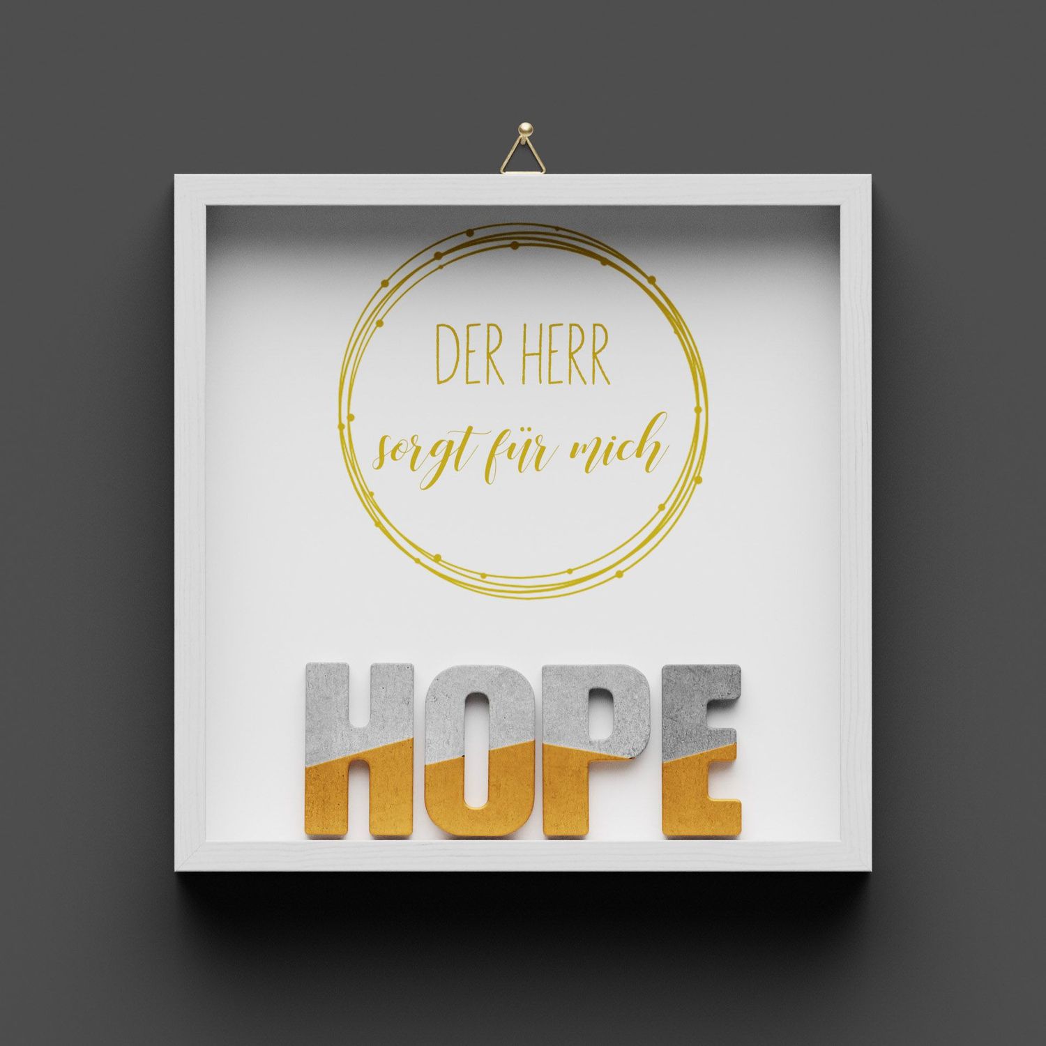 Wandbild aus Holz "HOPE" Gold, der Herr sorgt für mich