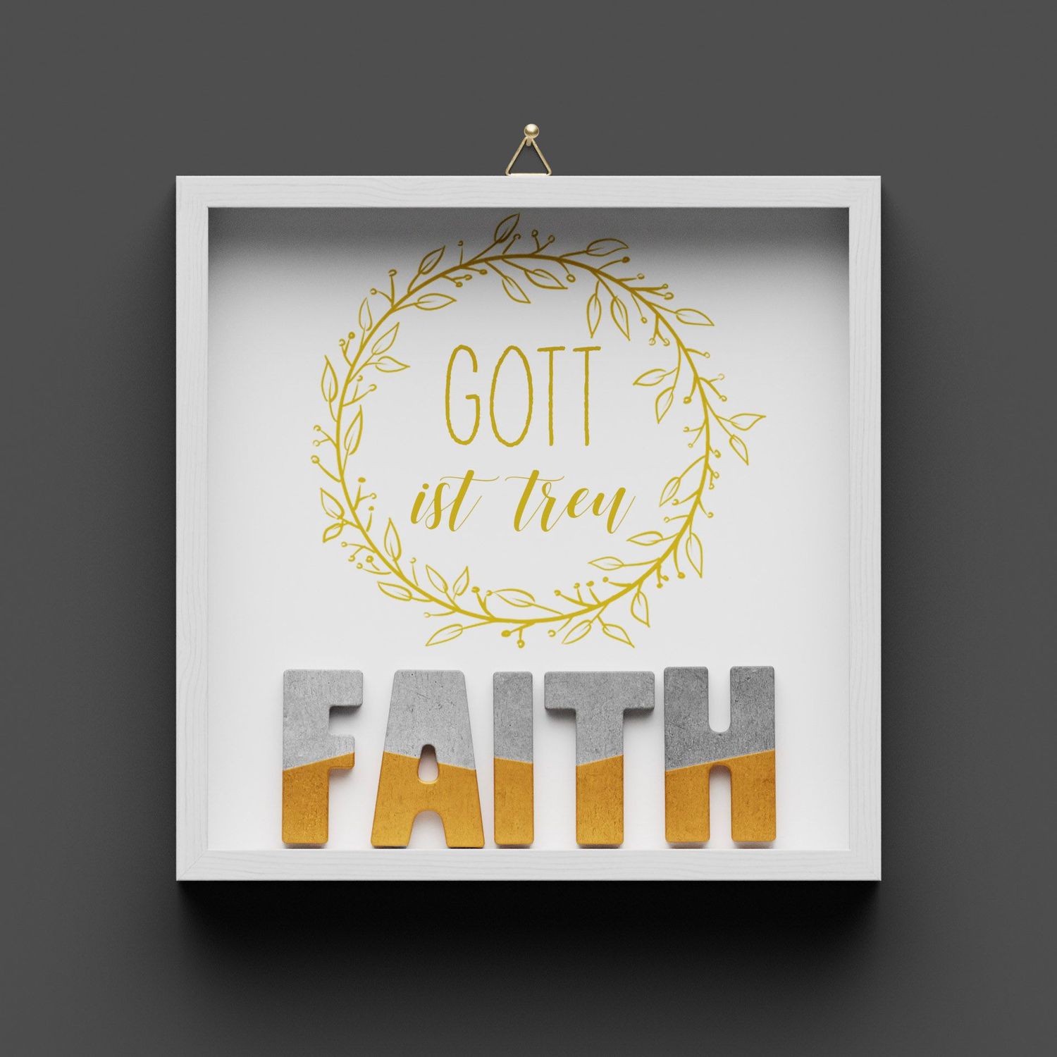Wandbild aus Holz "FAITH" Gott ist treu
