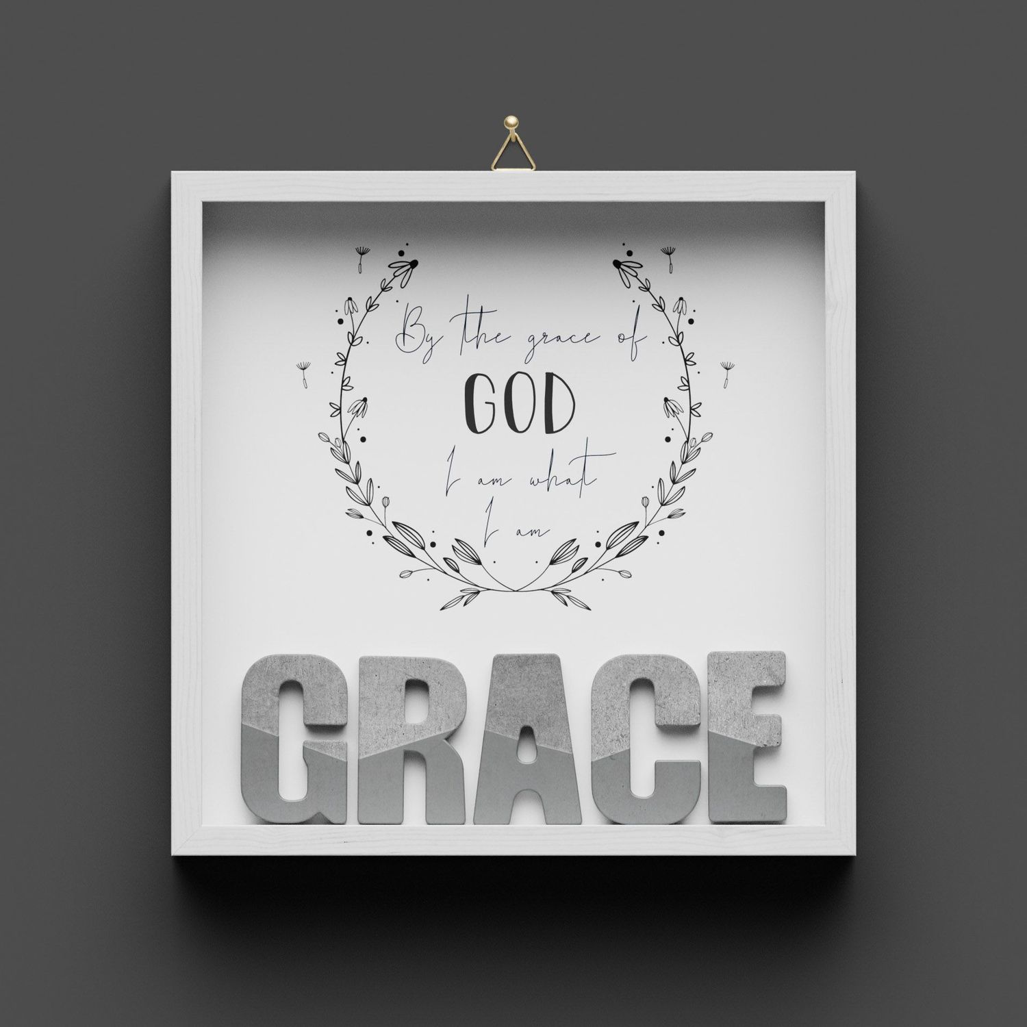 Wandbild aus Holz, "GRACE" mit Silber