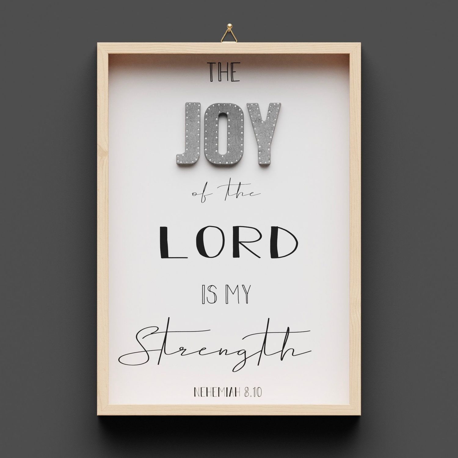 Wandbild aus Holz "JOY" Nehemiah 8.10