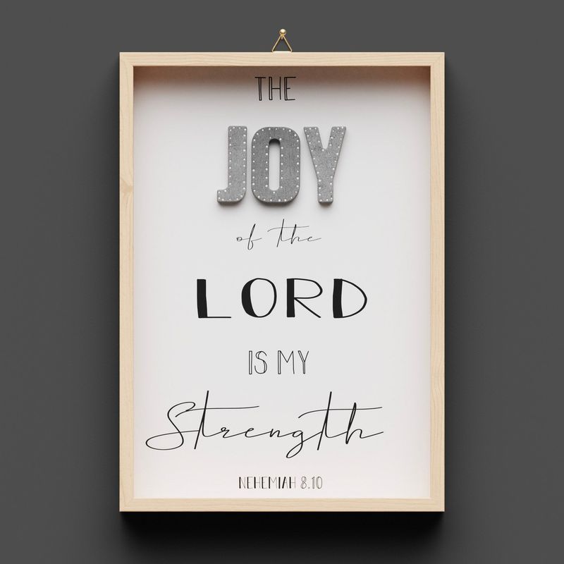 Wandbild aus Holz "JOY" Nehemiah 8.10