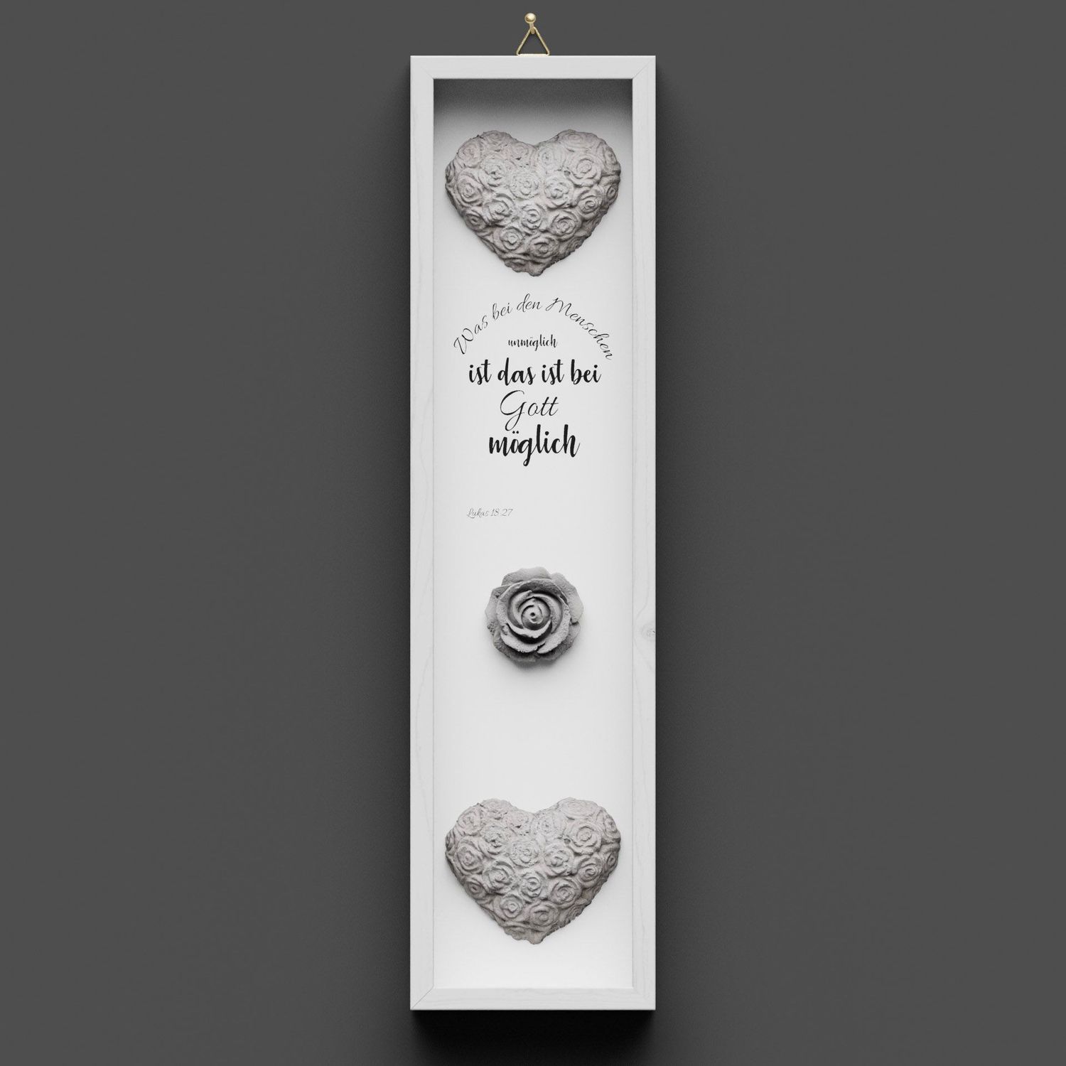 Wandbild aus Holz lang, Lukas 18:27
