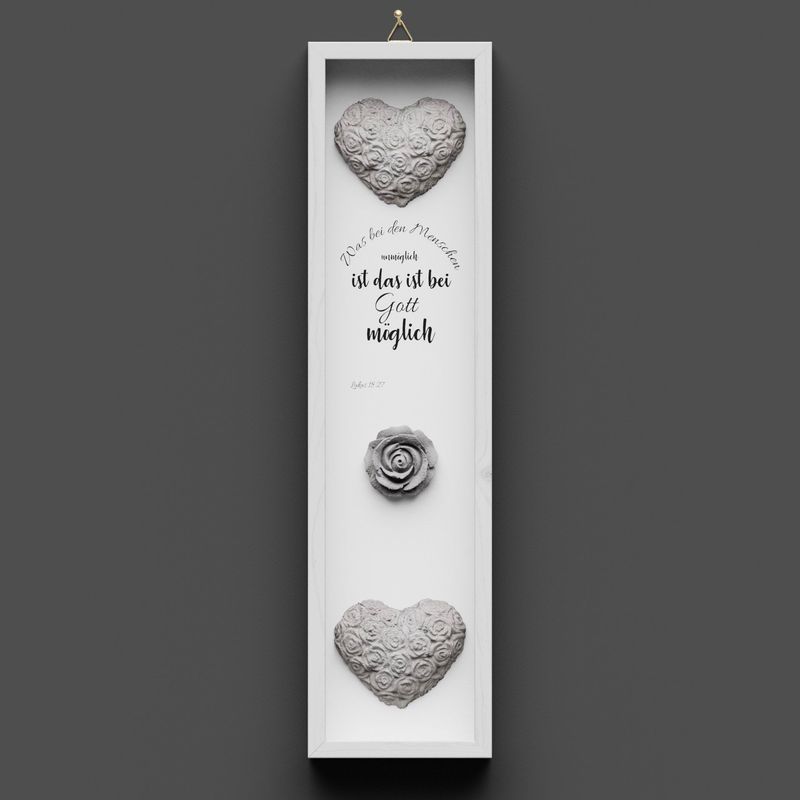 Wandbild aus Holz lang, Lukas 18:27