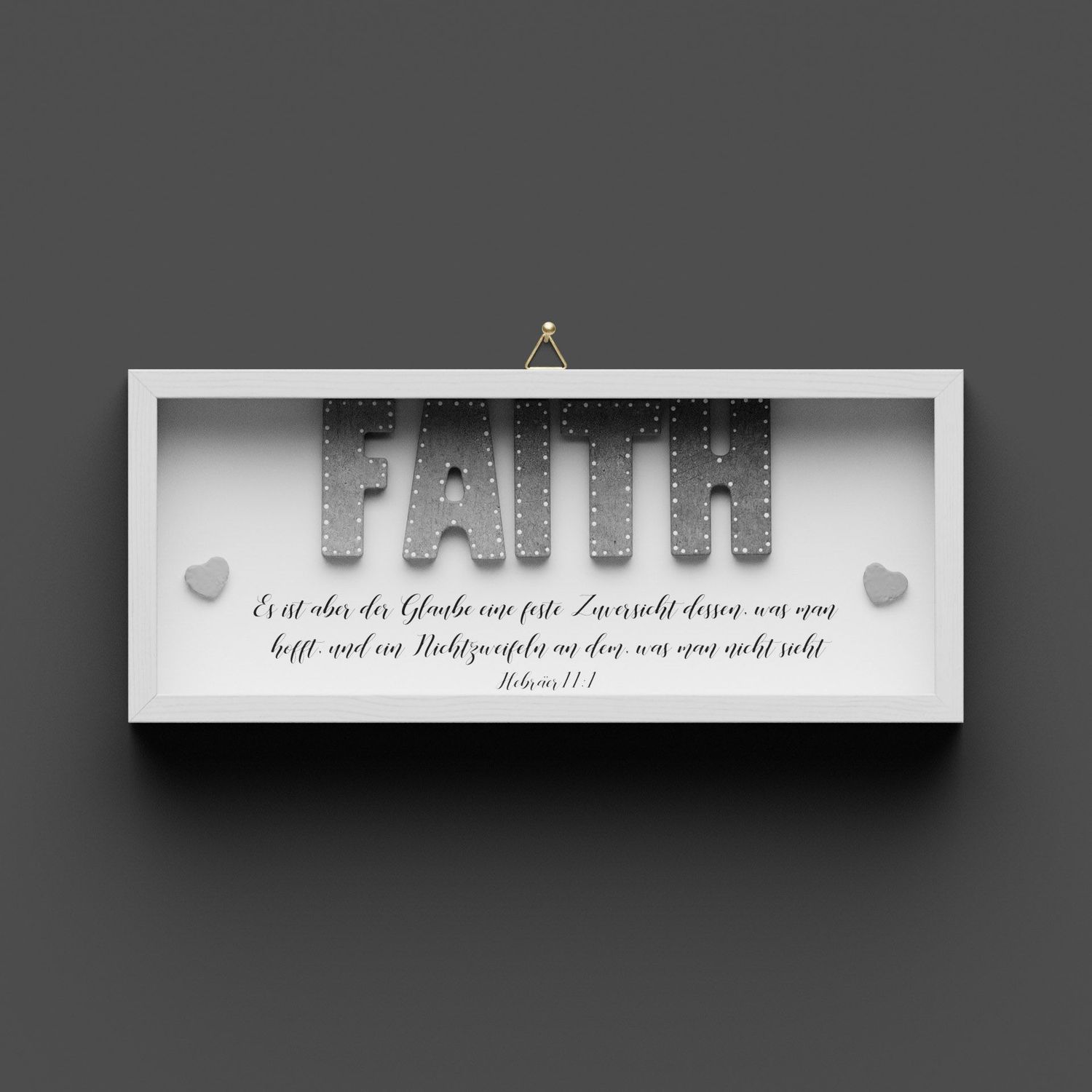 Wandbild aus Holz kurz "FAITH" Hebräer 11:1
