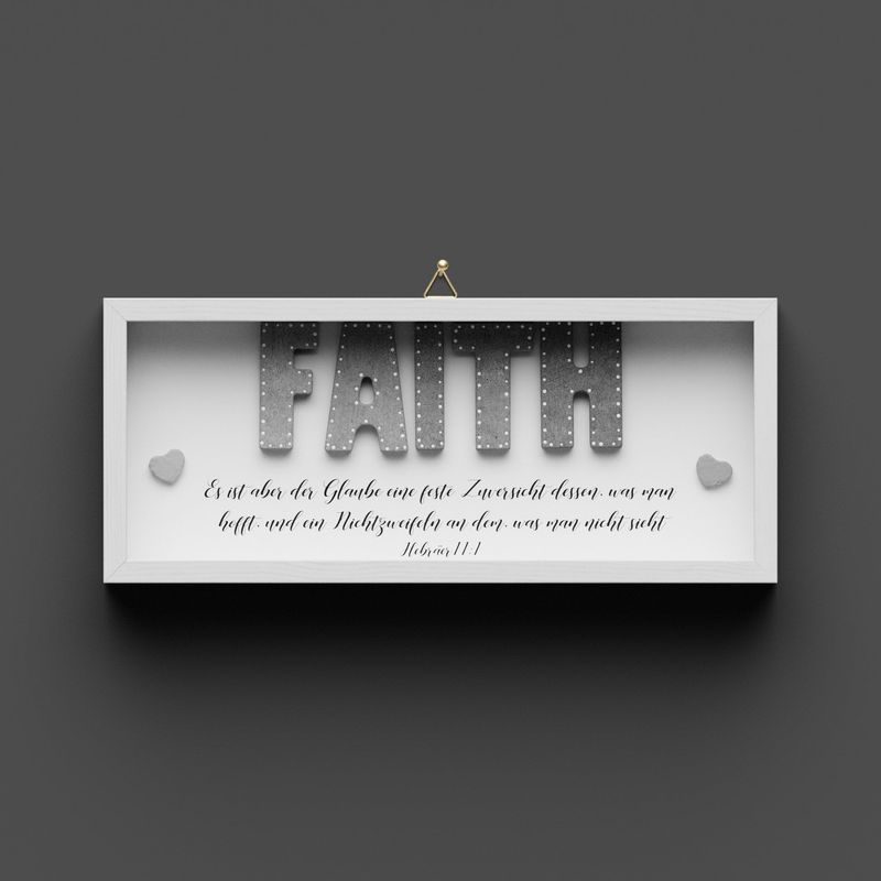 Wandbild aus Holz kurz "FAITH" Hebräer 11:1