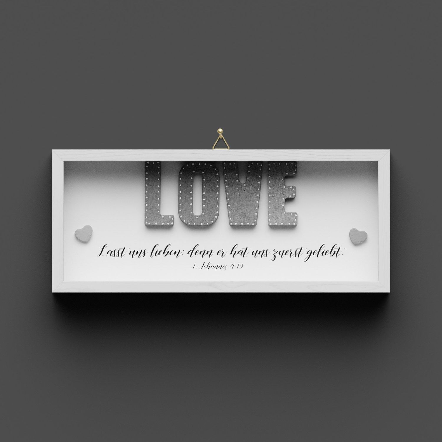 Wandbild aus Holz kurz "LOVE" 1.Johannes 4:19