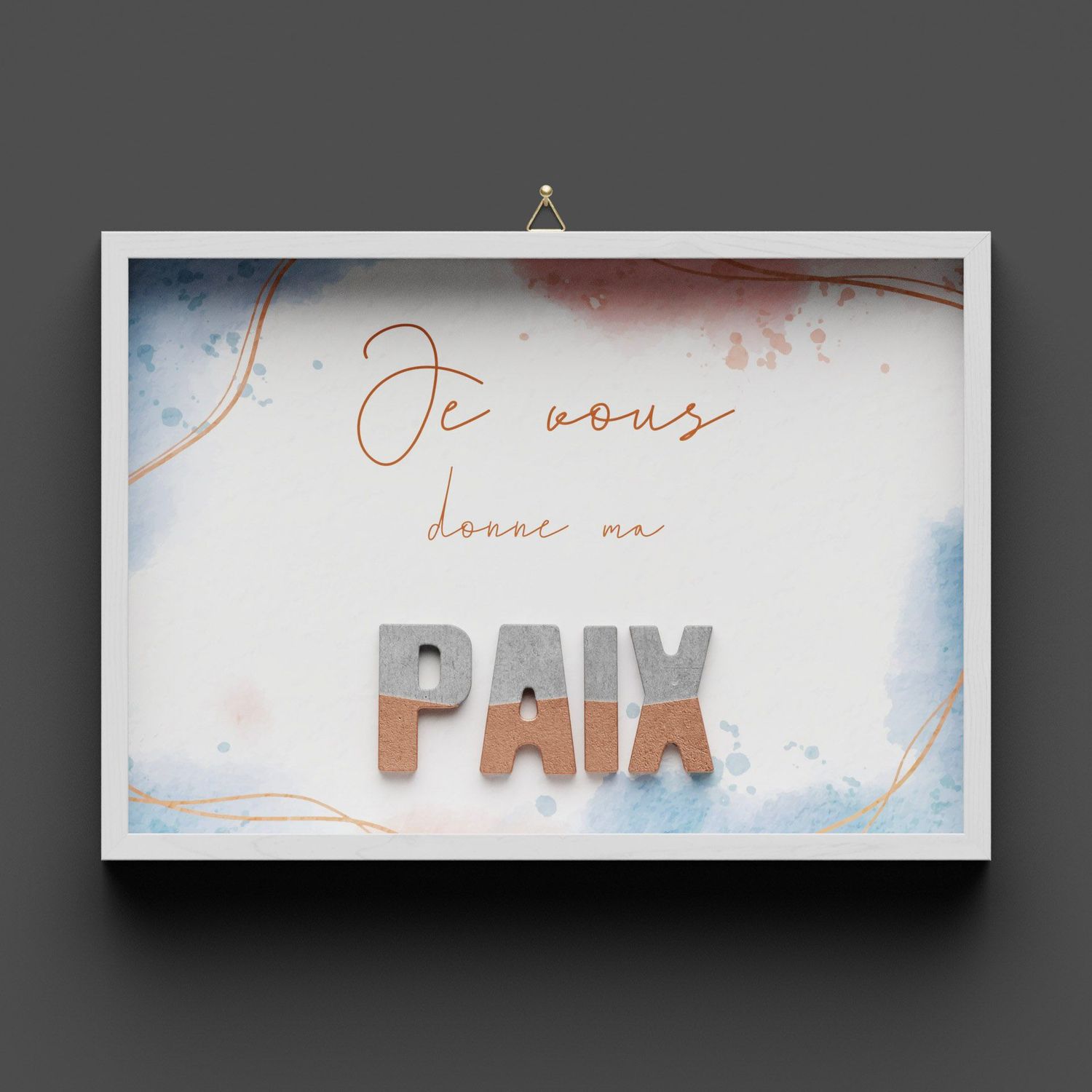 Cadre en bois, "PAIX" Je vous donne ma paix