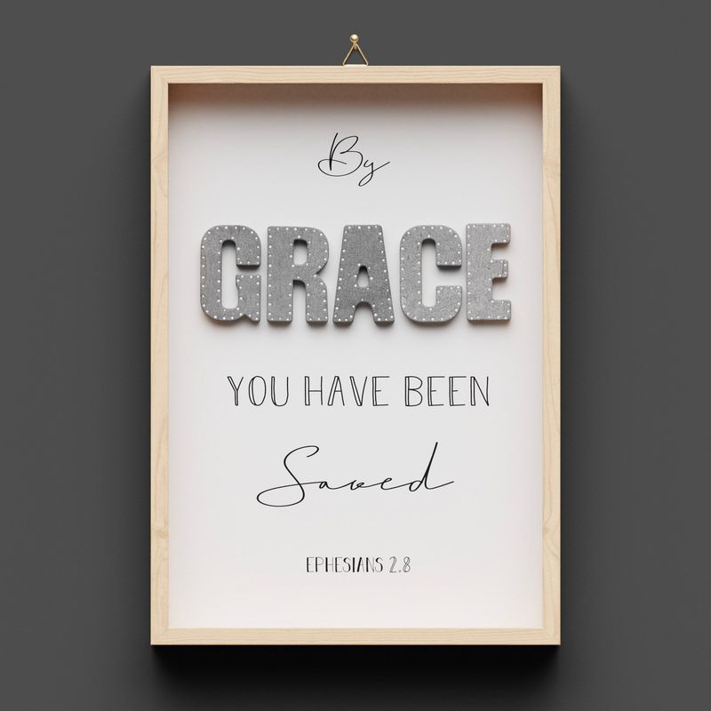 Wandbild aus Holz "GRACE" Ephesians 2.8