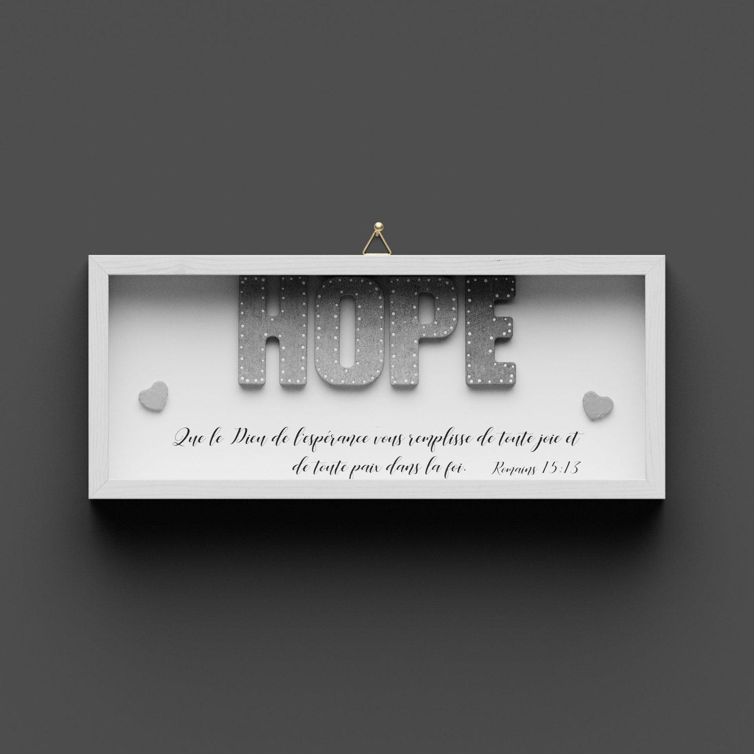 Cadre en bois court "HOPE" Romains 15.13