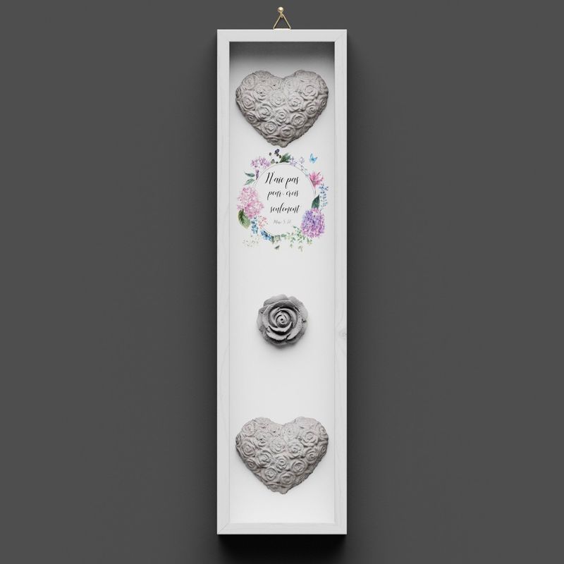 Cadre en bois coeurs et rose, Marc 5.36