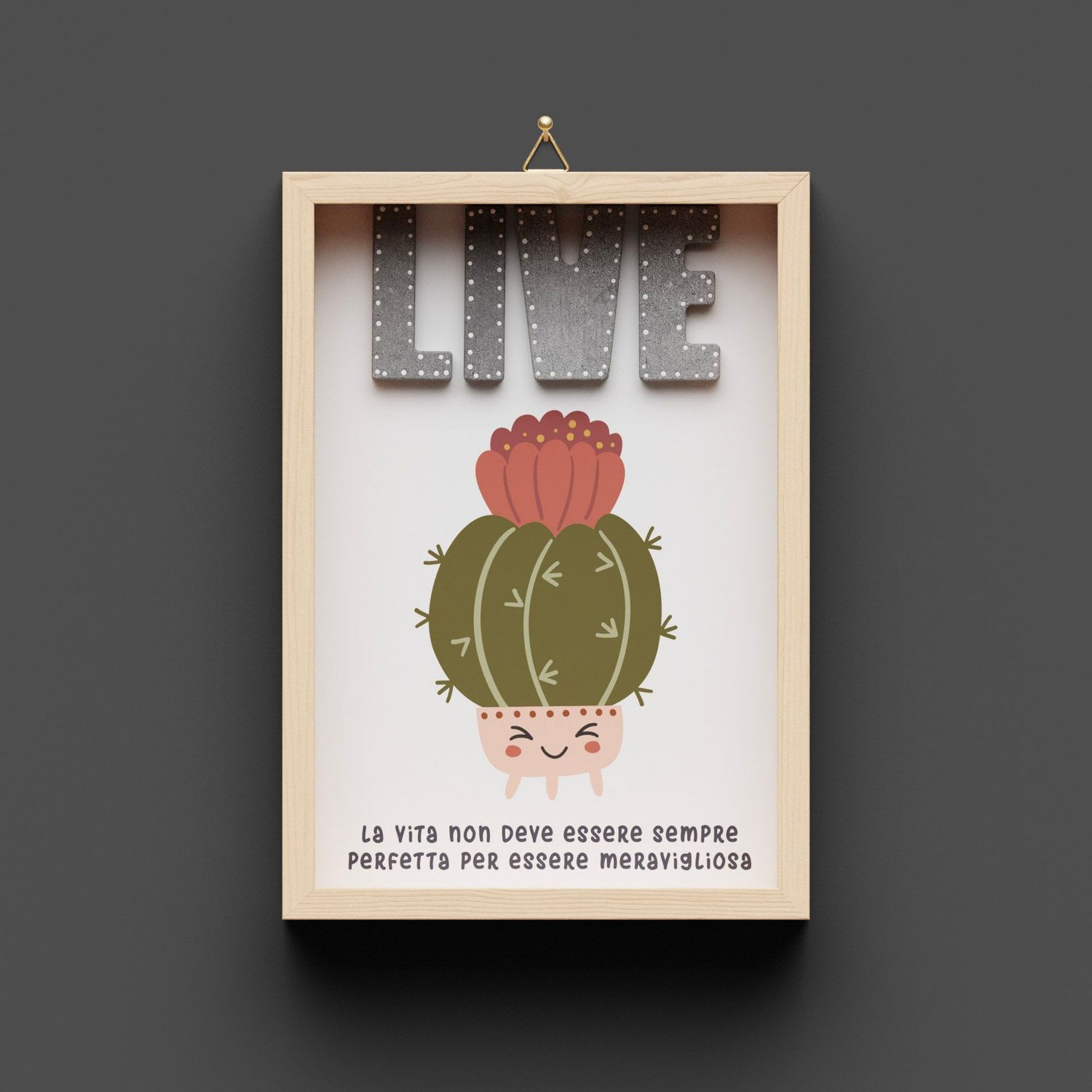 Quadro in legno Kaktus "LIVE"