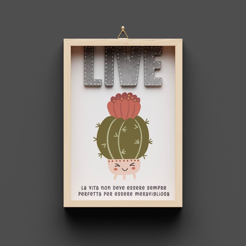 Quadro in legno Kaktus "LIVE"