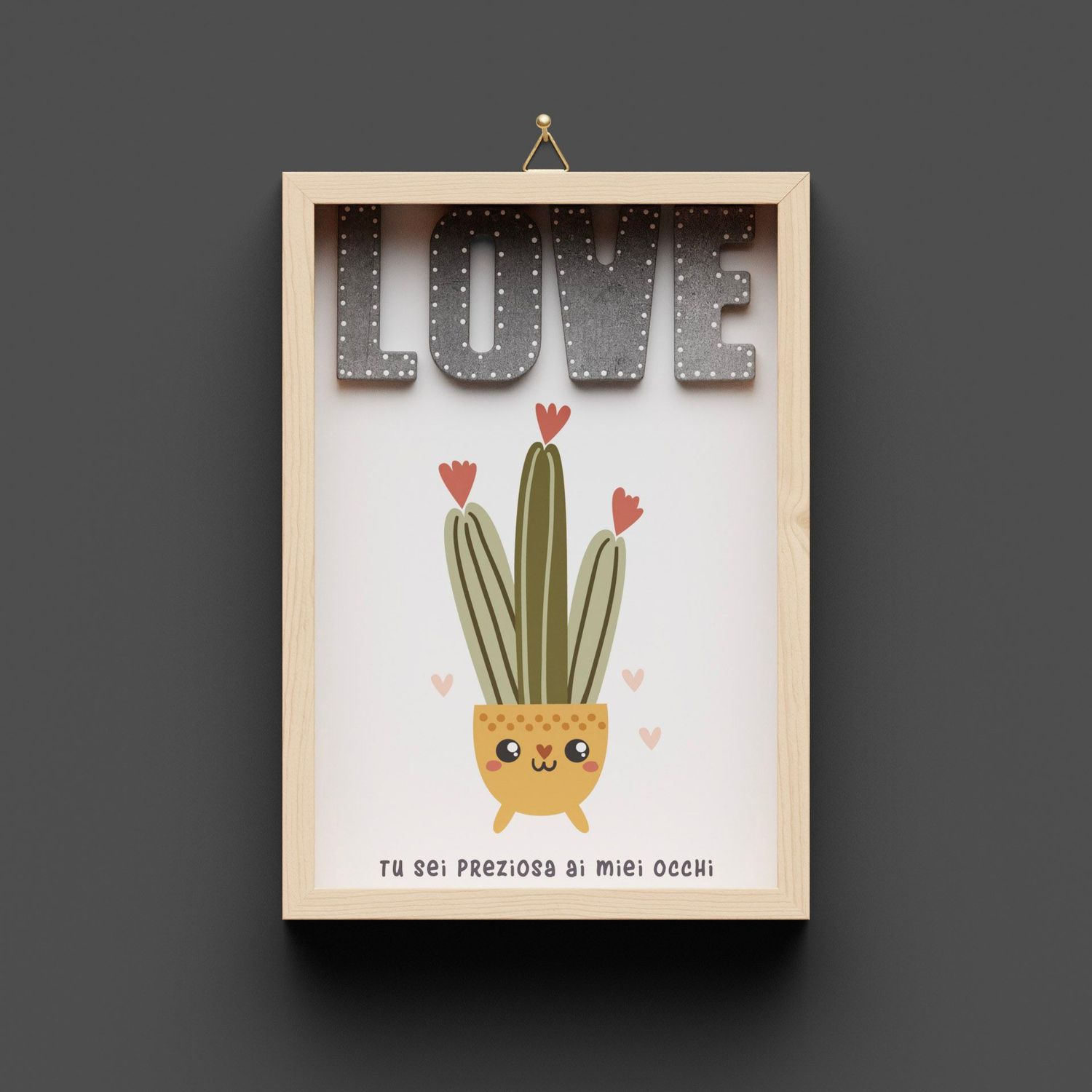 Quadro in legno, "LOVE" Kaktus