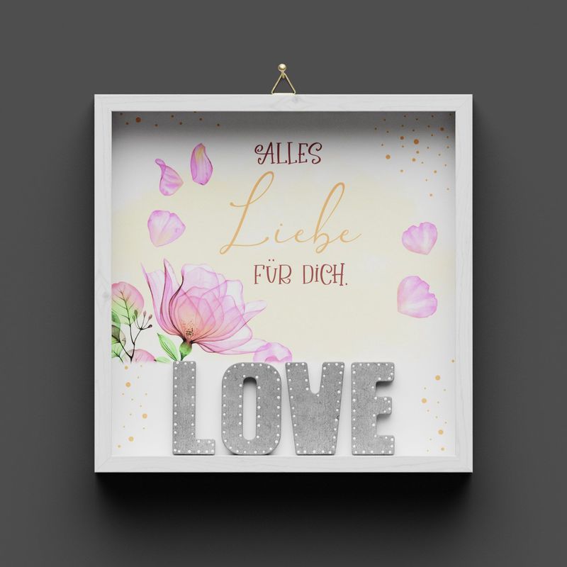 Wandbild aus Holz "LOVE" Alles Liebe für dich, Betonbuchstaben personalisierbar